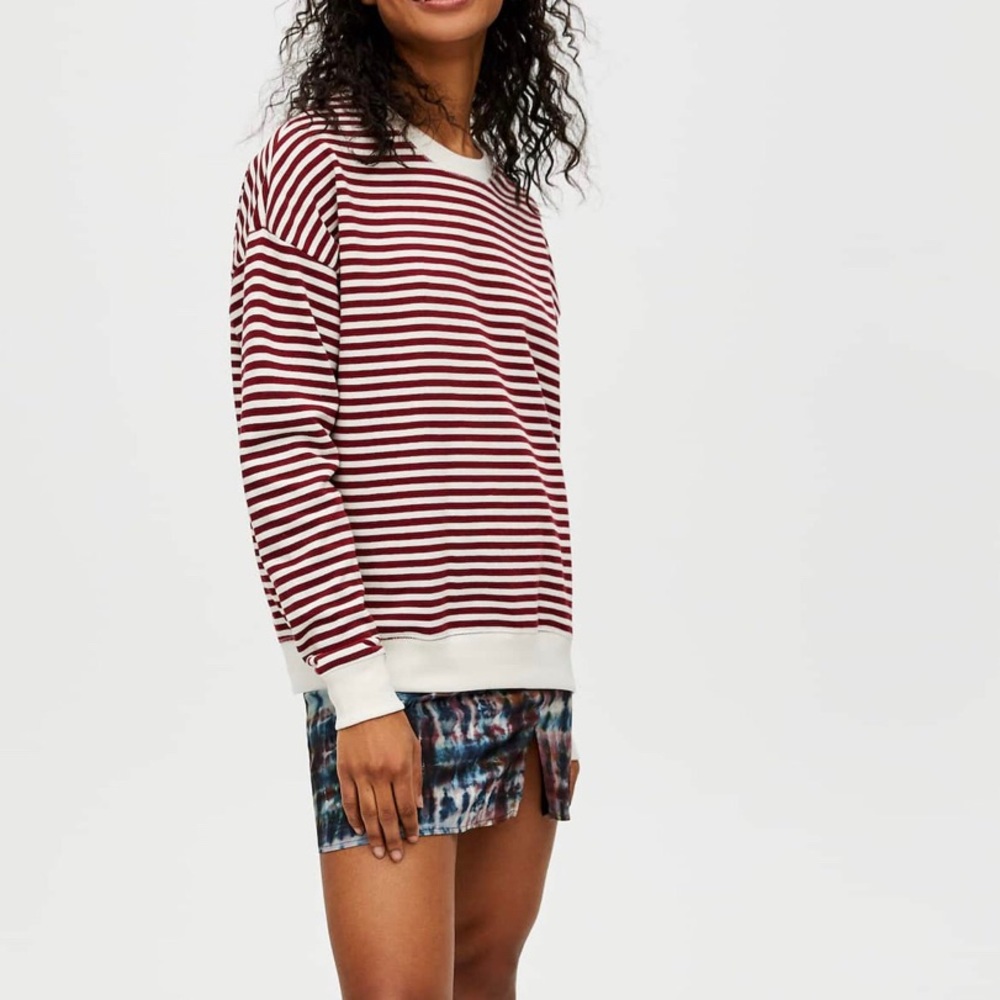 Pull&Bear Burgundy Stripe Sweatshirt: Large